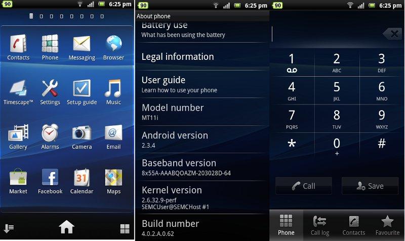 Xperia neo V interface Xperia neo V interface