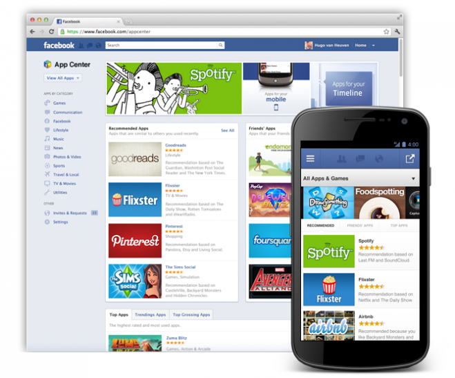 Facebook app center Facebook app center
