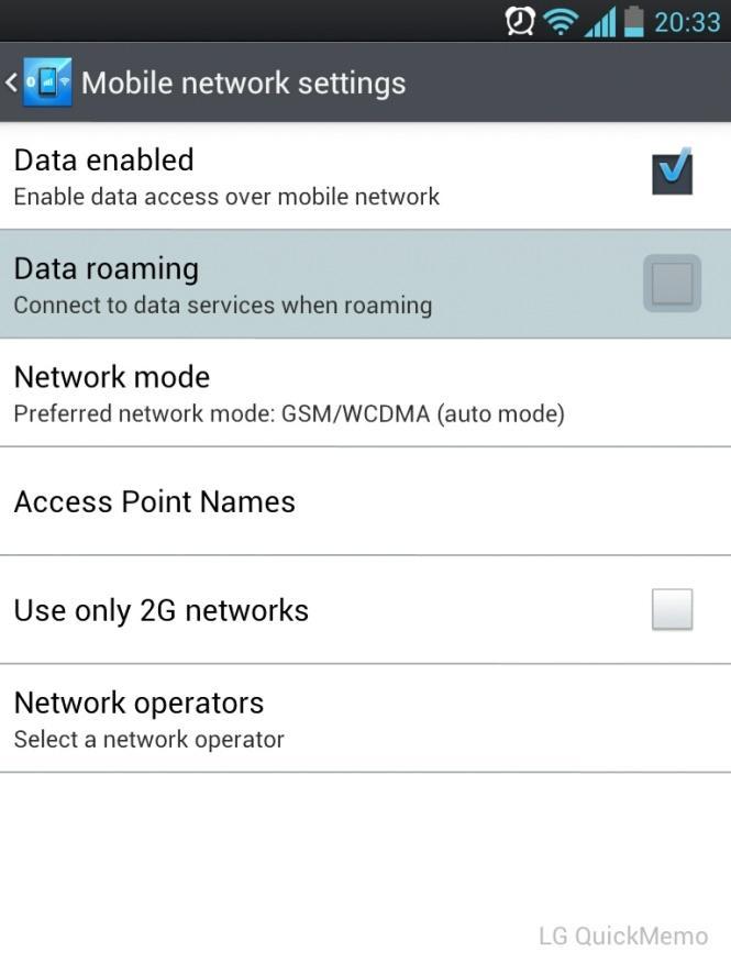 Android Data Roaming