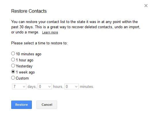 Restore Contacts