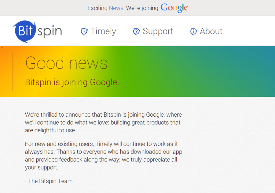 bitspin timely android apps join google