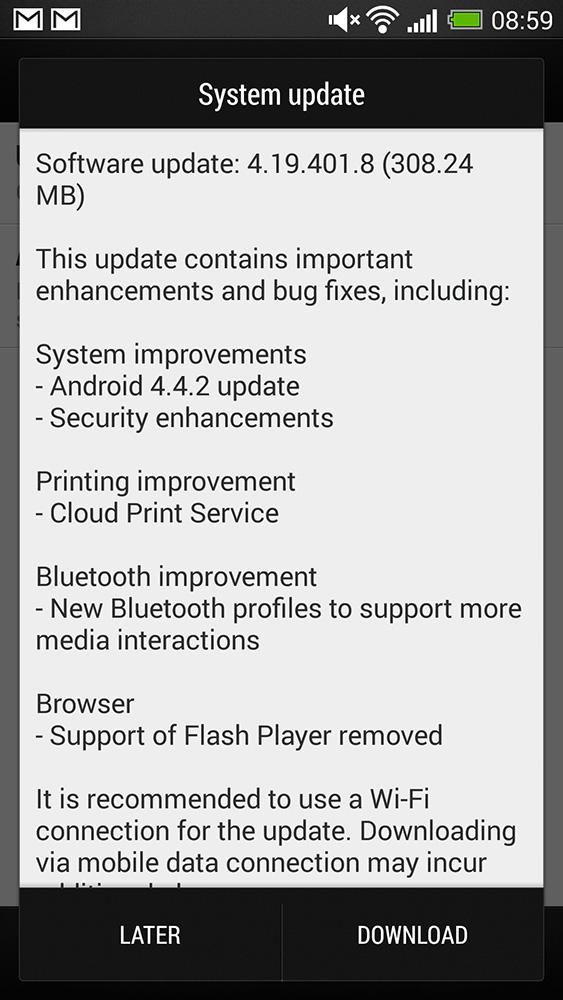 HTC One Kit Kat