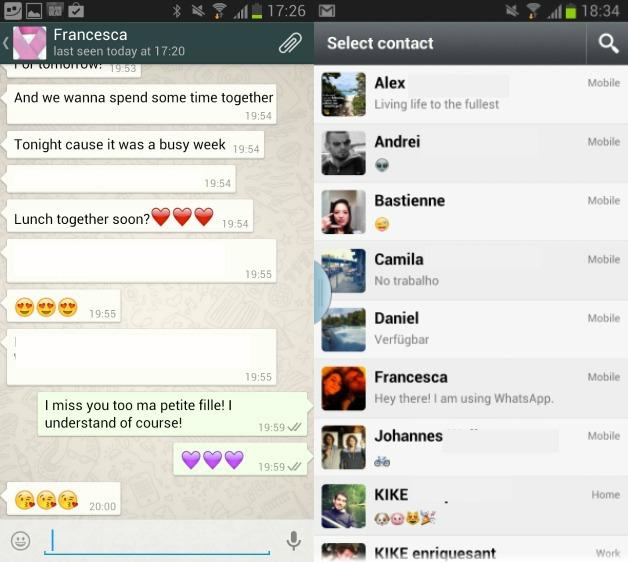 whatsapp contacts