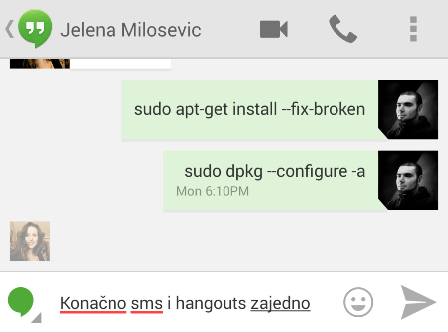 Hangouts Chat i SMS