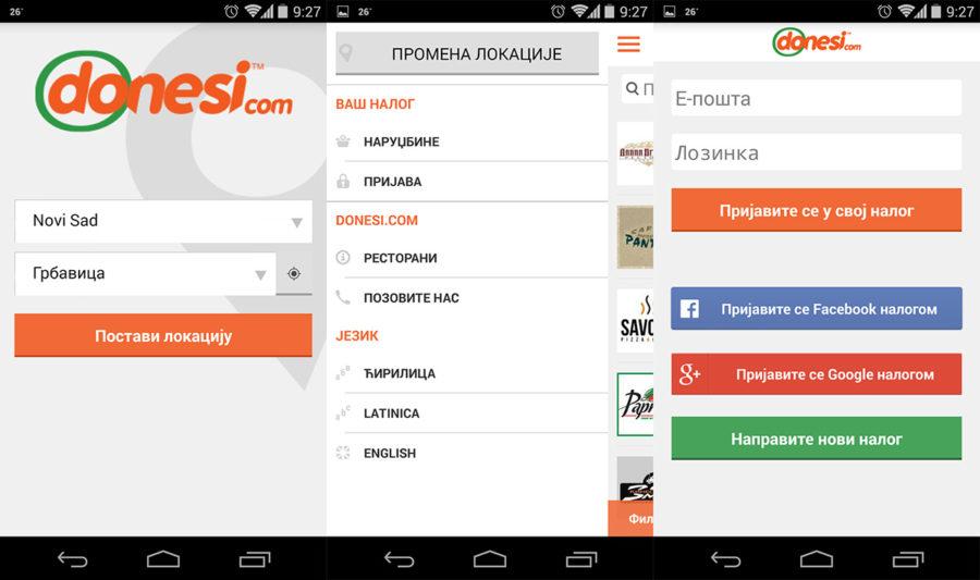 Donesi.com app logovanje
