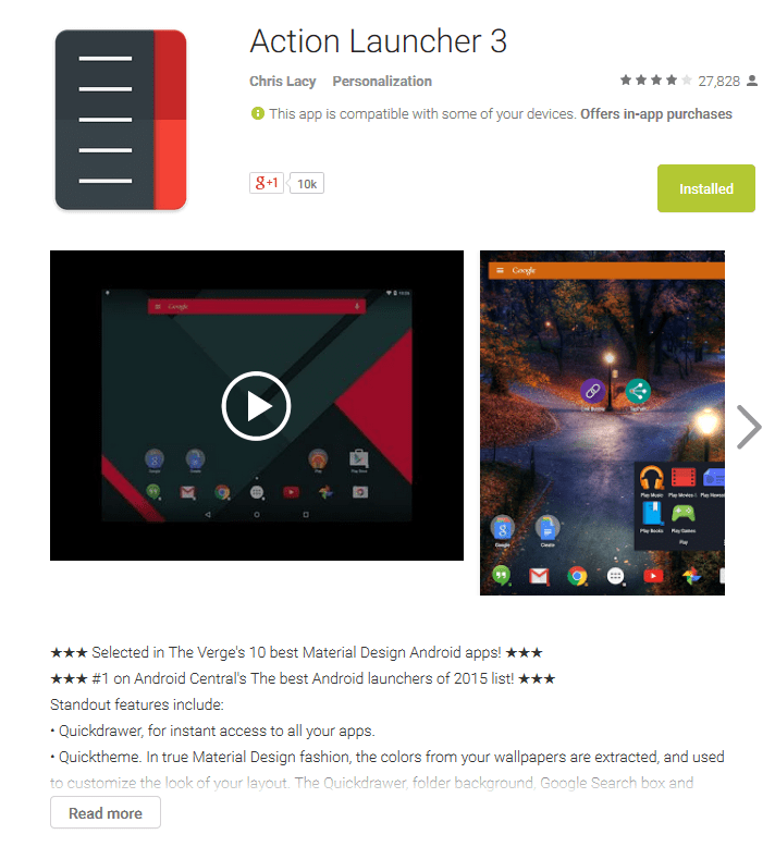 action launcher