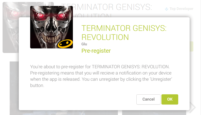 Play pre-register Terminator